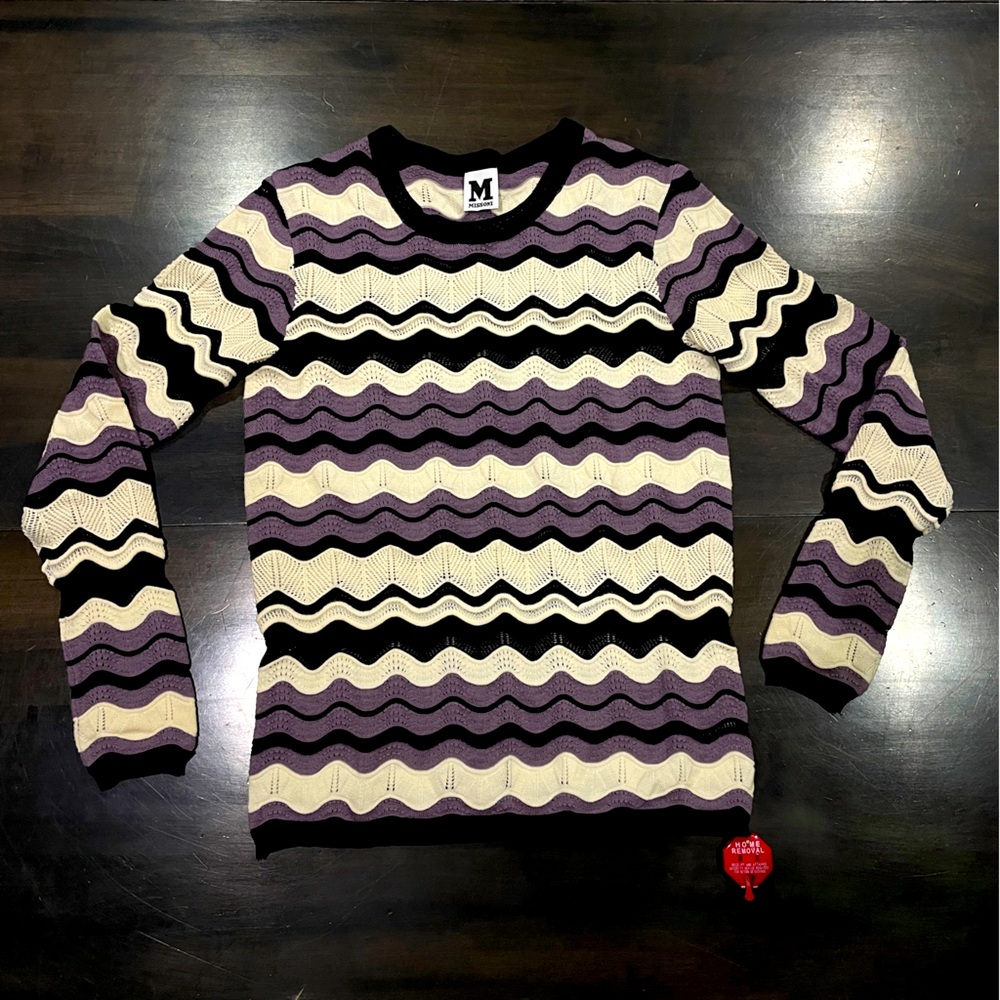 MWT M MISSONI Crochet-knit wool-blend sweater Size XS (IT38)